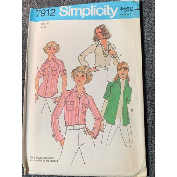Simplicity Misses Shirt Sewing Pattern sz 10 7912 - uncut - Picture 1 of 3